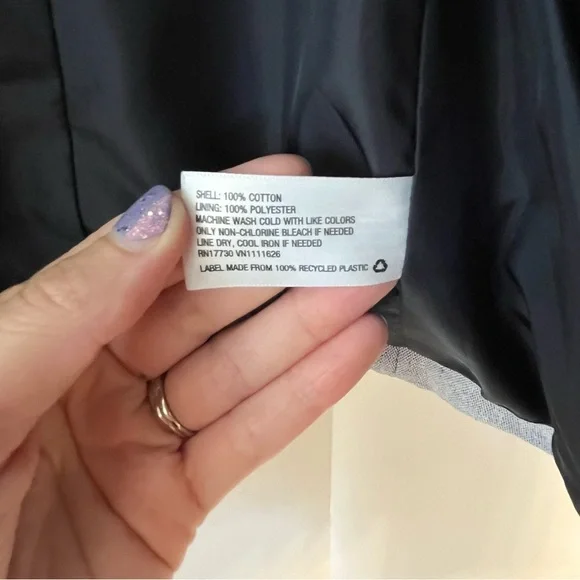 Merona Lined Chambray Blue and White Stripe Cotton Button Blazer Size 10 - Picture 10 of 11